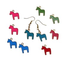 Ohrhänger Dala-Pferd vergoldet / emailliert - türkis