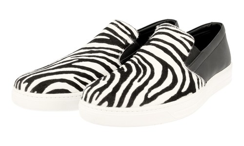 Prada ponyfell zebra slip - prada, slip-on