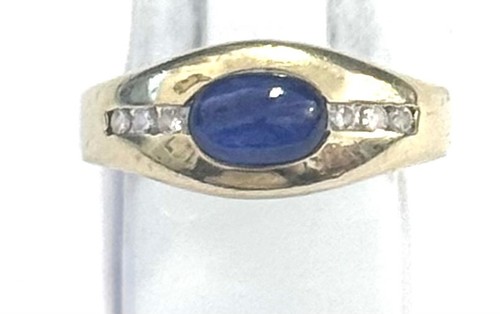 Ring saphir cabochon oval - oval, blau