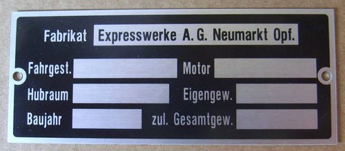 Typenschild express werke - express, ag