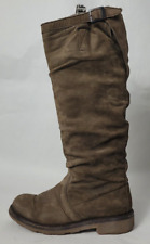 BIKKEMBERGS * HOHE STIEFEL GR. 38 BRAUN WILDLEDER WEICH SCHUHE SLIP ON 2208046