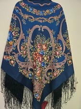 Pavlovo Posad original russischer Schal Tuch, 100% Wolle, 148x148 cm, neu