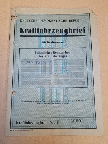 Ddr kfz brief - ddr,