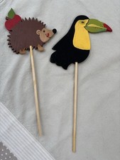 Laubsägearbeiten Tukan und Igel Stabfiguren Holzdeko Konvolut Holz Deko
