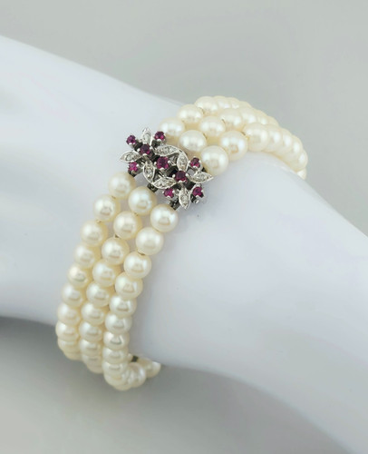 Reihiges perlenarmband - 3-reihiges, *