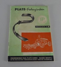 Preisliste / Prospekt Plate Federzinken Stand 1959