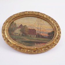 Ovaler antiker Holzrahmen, mit