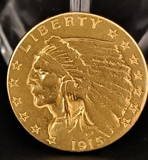  Goldmünze USA 2,5 Dollars Indian Head 1915 in  Münzkapsel, extrem selten "TOP"