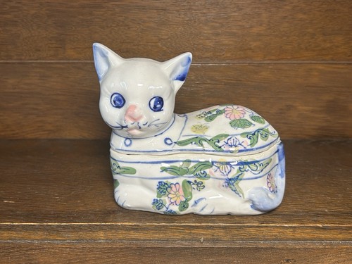 Schmuckdose katze keramik made - schmuckdose,