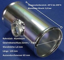 120mm Ansaugrohr 63mm Alu Gewindeanschluss Aluminium Rohr Ladeluftrohr Boot LKW