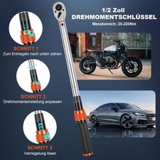 Drehmomentschlüssel 1/2" 1/4" 3/8" 1Nm-360Nm Drehmoment Schoneinsätze 17 19 21mm