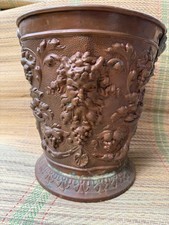 Weinkühler , Sektkühler, alt Kupfer ca. 1920, Kupfereimer mit Bacchusmotiv