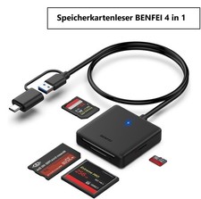 BENFEI 4 in 1 USB USB-C auf SD Micro SD MS CF Kartenleser Adapter Schwarz NEU