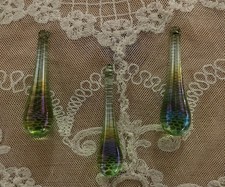 3 grüne Glastropfen Deko