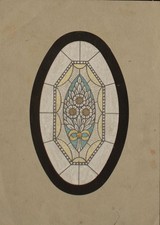 Heinrich Behr Jugendstil Art déco Fenster Entwurf Blumenornament Tempera 20 Jhd