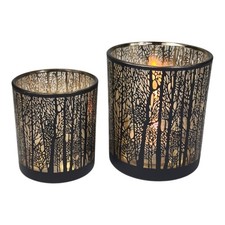 Teelichthalter Glas schwarz