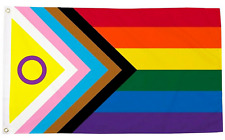 Regenbogenfahne Progress Inter XL Flagge 90x150 cm rainbow pride flag gay CSD