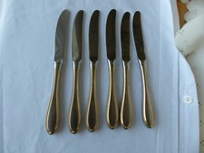 WMF Cromargan Antwerpen 6 Tafelmesser Messer Speisemesser mit Goldrand