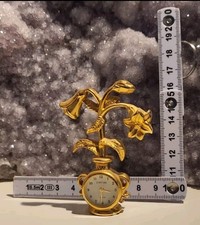 RAR  Dimpax Quartz  Miniatur Messing Uhren Sammler, Vintage goldene Tauben Vögel