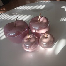 Deko Keramik Äpfel rosa-metallic 4er-Set 2 Große/2 Kleine