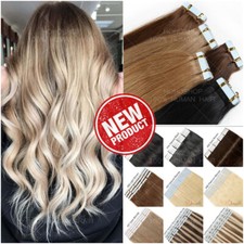 DICK Tape In Glatt 100% Remy Echthaar Extensions Haarverlängerung 20/40 Tressen