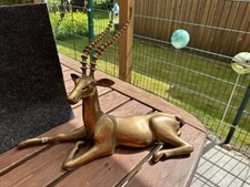 VINTAGE XXL MESSING / BRONZE STATUE ANTILOPE / GAZELLE - 44CM X 32CM - 2.4 KG