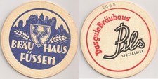 Bräuhaus Füssen - alter Bierdeckel / Bierfilz "Das gute Bräuhaus Pils"