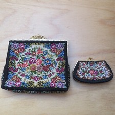 Damen Abendtasche Gobelin all over Petit Point mit passendem Geldbeutel