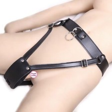 sexy PU Leder Harness Keuschheitsgürtel Höschen Gerät mit Plug Tanga für Frauen