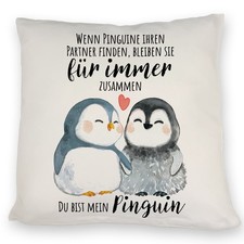 Pinguinpärchen Kissen mit