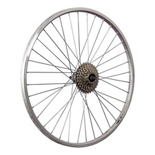Laufrad 26 Zoll Hinterrad Fahrrad Hohlkammerfelge silber mit 8 fach Zahnkranz