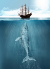 Wal & Schiff Nautisches Poster - Klassischer maritimer Ozean -...