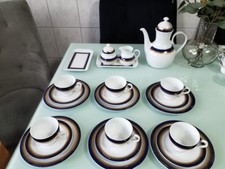 ESCHENBACH KAFFEE-SERVICE ECHT KOBALT 6 PERSONEN . 24 TEILE PORZELLAN WEISS