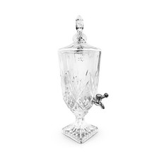 Glaskrug Getränkespender mit Zapfhahn 3L Saftkrug Getränkehahn Kristallglas