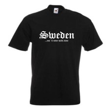 T-Shirt SCHWEDEN (Sweden), never walk alone, bedrucktes Fanshirt (WMS01-55a)
