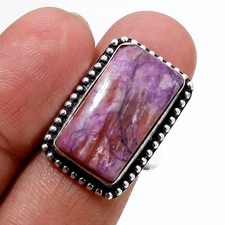 Russischer Charoit Kissenform Edelstein Ring handgefertigter Schmuck 8,50 Zol...