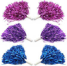 6 Stück Cheerleader Pompons, Kunststoff Cheerleading Pom Poms Bunte Pompons Hand