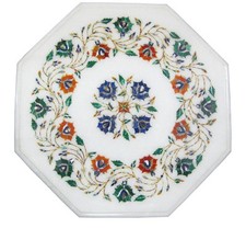 Marmor Couchtisch Mitte Tischplatte Mosaik Malachit Intarsien Arbeit Haus Gar...