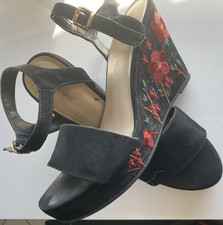 Schwarze samt wedges - samt-wedges, mit