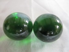 2 Murmeln Glas Glasmurmeln Alt Glaskugel 35mm Groß Grün Vintage Deko