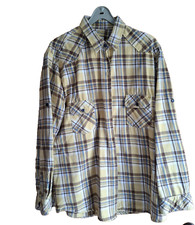 Damen Flanell Hemdbluse, Langarm Karo, gelb-braun, Gr. XXL