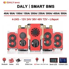 Daly Smart BMS 4-24S Lifepo4 12V 24V 36V 48V 72V 40A-500A with NTC BT Lot ADE