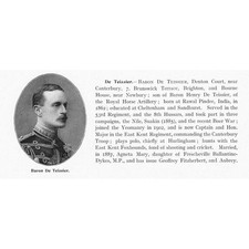 BARON De TEISSIER of Denton Court near Canterbury - Antique Print 1904