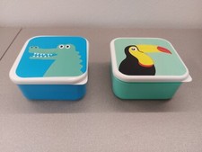 Frühstücksdose Brotzeitdose Kindergarten Schule türkis blau Motiv Vogel Krokodil