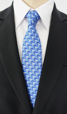 NEU - ATWARDSON Anlass/Business Krawatte - blaues Delphin-Muster - Seide - Slim