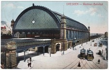 alte Ak Dresden, Wettiner Bahnhof, Strassenbahn, gelaufen 1910