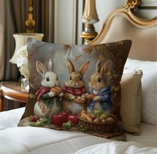 Herbst Deko Kissen 45 cm Geschenk Natur Nostalgie Ernste Gemüse Hase Schal Jacke