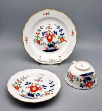 Meissen Porzellan 3-tlg. Tee Gedeck, Tischchenmuster indische Blüten Malerei alt