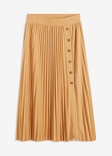 Faltenrock Gr. 36/38 Camel Damen-Rock Maxi Abendrock Plissée-Skirt Neu*