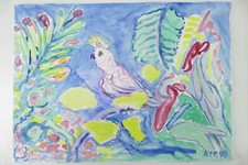 Wilhelm Klußmann Aquarell 1996 sig. Wintergarten 47x65cm N-1398